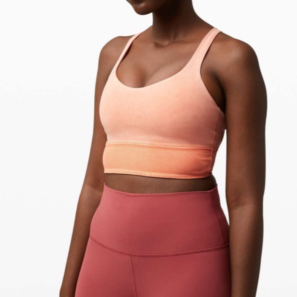 Lululemon Free To Be Bra Long Line Rib Snow Wash Washed Rustic Coral